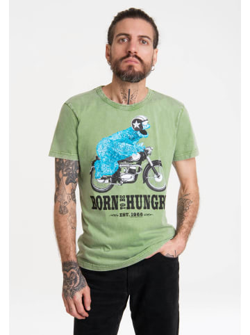 Logoshirt T-Shirt Sesamstrasse - Krümelmonster Motorrad in hellgrün