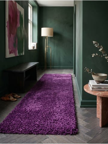 KADIMA DESIGN Teppich Hochflor Shaggy Waschbar Einfarbig RHEIN Strapazierfähig in Violett