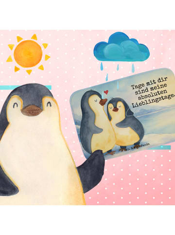 Mr. & Mrs. Panda Badezimmerteppich Pinguin umarmen Design mit Sp... in Weiß