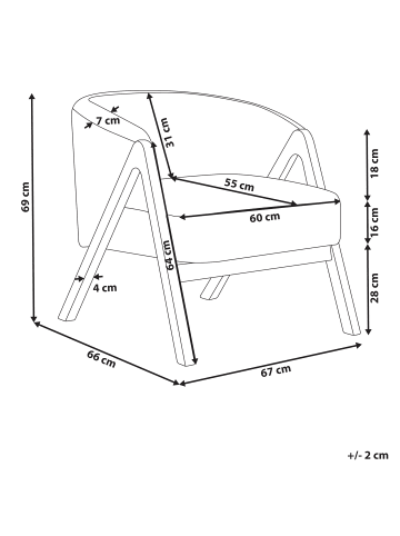Beliani Sessel SKEI in Beige/Braun - (W) 67 x (H) 69 x (L) 66 cm