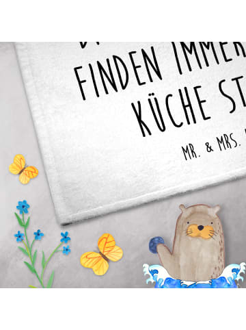 Mr. & Mrs. Panda Gästehandtuch Fuchs Koch mit Spruch in Weiß