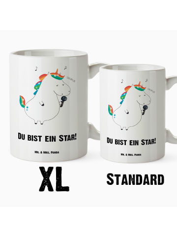 Mr. & Mrs. Panda Tasse Einhorn Sänger mit Spruch in Weiß