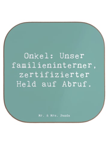 Mr. & Mrs. Panda Holz Untersetzer Spruch Onkel-Held mit Spruch in Meeresbrise