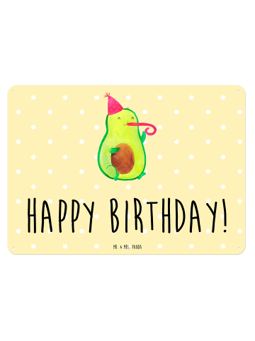 Mr. & Mrs. Panda Blechschild Avocado Geburtstag mit Spruch in Gelb Pastell