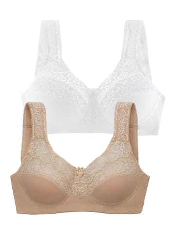 PETITE FLEUR Entlastungs-BH in toffee+weiß