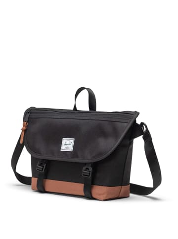 Herschel Cove Messenger - Umhängetasche S 24.5 cm (grid-black) in black/saddle brown