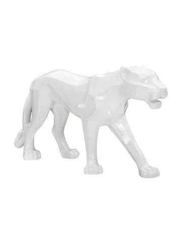Mauro Ferretti Panther aus weißem Kunstharz, 70 x 18 x 32,5 cm