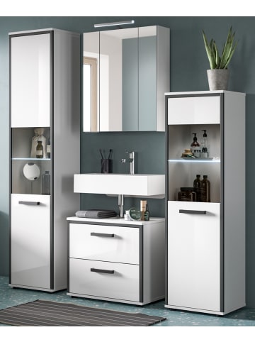 Inn.Furn Badmöbel-Set weiß Hochglanz, grau 4-teilig 170 x 188 cm, Komplettset