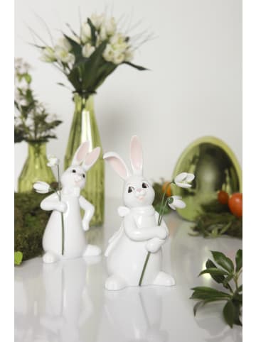 Goebel Figur " Hase Snow White-First Flowers " in weiß glasiert