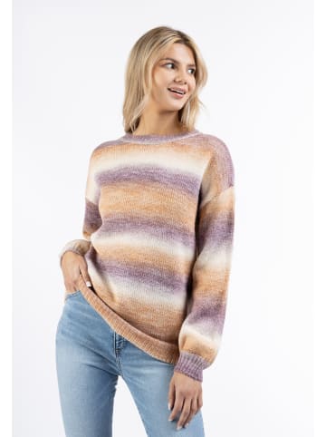 Usha Damen Strick Pullover in Beige Lila Mehrfarbig