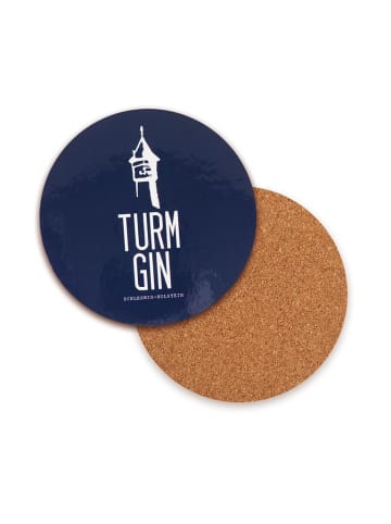 Turm Gin Untersetzer Kork - blau mit Logo