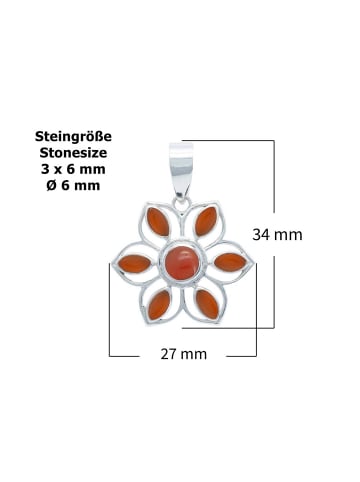 mantraroma 925er Silber - Kettenanhänger (L) 27 x (B) 34 mm mit Karneol