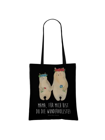 Mr. & Mrs. Panda Shopper Bären mit Blumenkranz mit Spruch in Schwarz