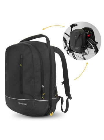 COFI 1453 Fahrradtasche Doppelrucksack 2in1 30l schwarz in Schwarz