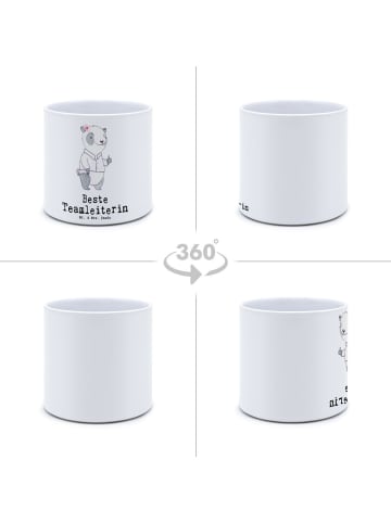 Mr. & Mrs. Panda Blumenkübel Panda Beste Teamleiterin mit Spruch in Weiß