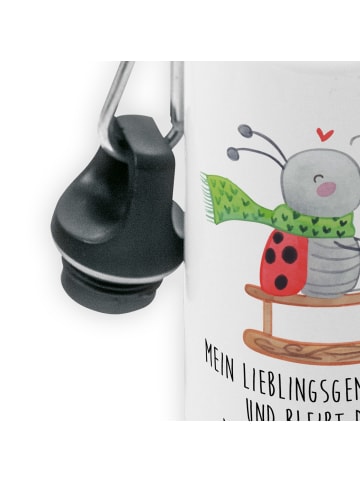 Mr. & Mrs. Panda Trinkflasche Smörle Rodeln mit Spruch in Weiß