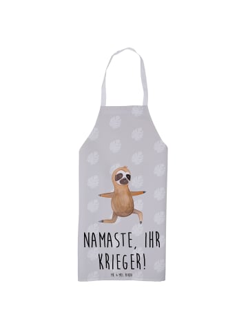 Mr. & Mrs. Panda Schürze Faultier Yoga mit Spruch in Grau Pastell