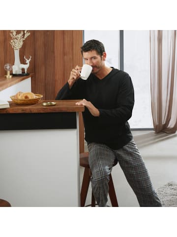 Erwin Müller Single-Jersey Schlafanzug in schwarz