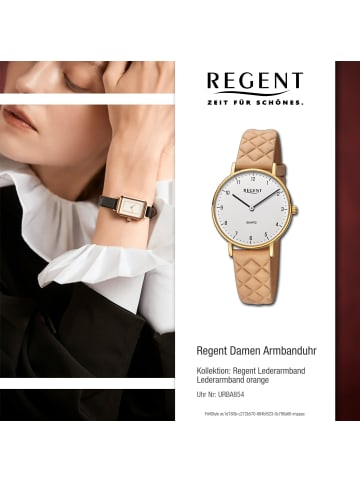 Regent Armbanduhr-Analog orange mittel (ca. 34mm) Regent Lederarmband