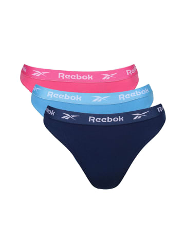 Reebok Slip Tanga 3-Pack in BatikBlue/AtomicPin