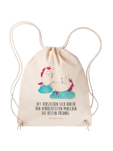 Mr. & Mrs. Panda Turnbeutel Einhorn Sekt mit Spruch in Creme