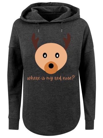 F4NT4STIC Oversized Hoodie Red Nose Weihnachten in charcoal