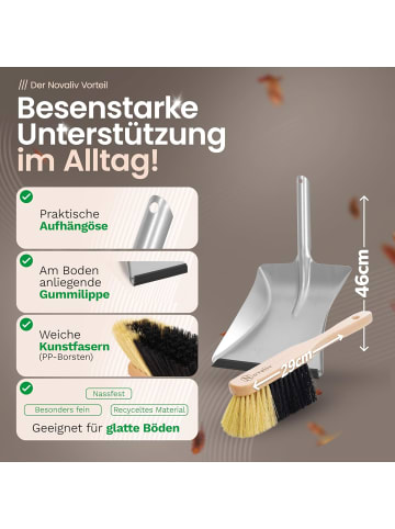 Novaliv 2X Kehrblech Set Kehrblechgarnitur Handfeger FEINE KUNSTBORSTEN und Ke in Braun