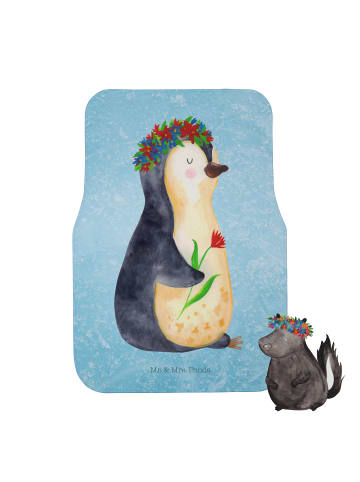 Mr. & Mrs. Panda Automatte Pinguin Blumen ohne Spruch in Eisblau