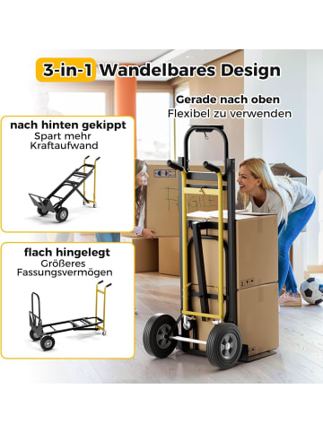 COSTWAY 3 in 1 Sackkarre Handkarre Handwagen in Schwarz