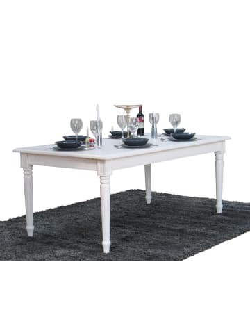 ebuy24 Essgruppe Amaretta (7-teilig) Weiß 180 x 100 cm