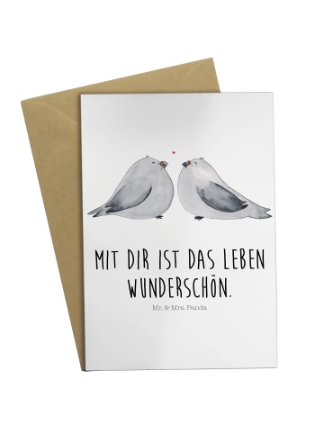 Mr. & Mrs. Panda Klappkarte Turteltauben Liebe mit Spruch in Weiß