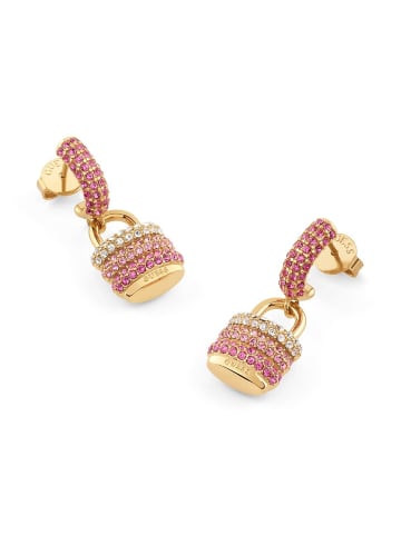 Guess Damen-Creolen Pave Schloss Ohrringe Goldfarben