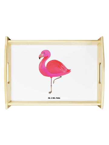 Mr. & Mrs. Panda Tablett aus Holz Flamingo Classic ohne Spruch in Weiß