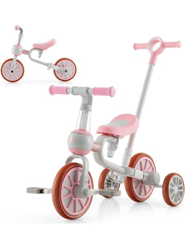 COSTWAY 4 in 1 Dreirad von 2-4 Jahren in Rosa