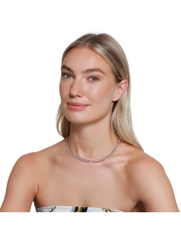 Steel_Art Halskette Damen mit Stein Zelie silberfarben poliert in rosegoldfarben