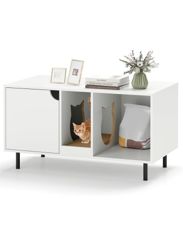 COSTWAY Katzenschrank in Katzenkopfform bis zu 120 kg in Weiß