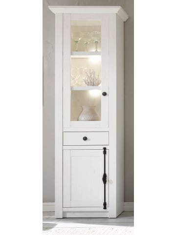 Furn.Design Vitrine Pinie weiß 63 cm, Vitrinenschrank im Landhaus-Stil