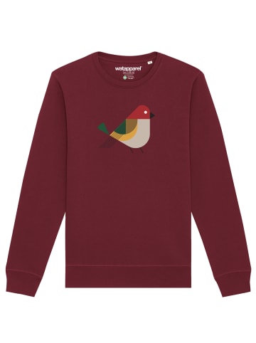 wat? Apparel Sweatshirt Vogel in Weinrot