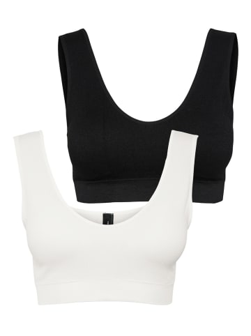 Vero Moda Bustier Ripp BH 2-er Pack Soft Cups ohne Bügel VMAGNES in Schwarz-Weiß