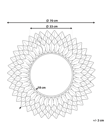 Beliani Wandspiegel LARRAU in Silber - (W) 70 x (H) 70 x (L) 4 cm