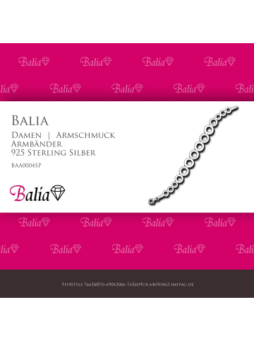 BALIA 925 Sterling Silber Damen Balia Silberarmbänder Kreise Armband ca. 19,5cm