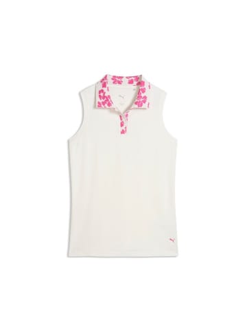 Puma Shirt "W Modalon Floral Rib SL Polo" in Weiß