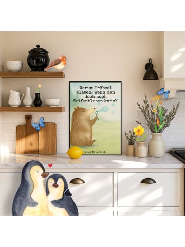 Mr. & Mrs. Panda Artprint Bär Seifenblasen Design mit Spruch in Weiß