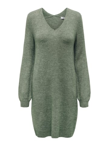 JACQUELINE de YONG Langarm Strickkleid Mini V-Ausschnitt Pullover JDYELANORA in Grün