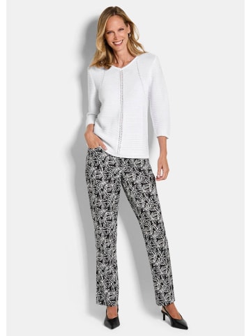 GOLDNER Kurzgröße:  Eleganter V-Ausschnitt Pullover in weiß