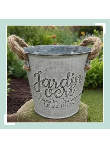 relaxdays 3 x Blumentopf Set „Jardin vert“ in Silber - (H)12,5 x Ø 14 cm