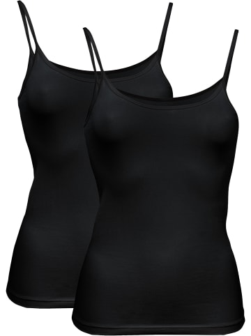 Erwin Müller Baumwolle, Single-Jersey Unterhemd 2er-Pack in schwarz