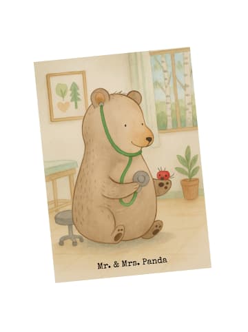 Mr. & Mrs. Panda Postkarte Bär Arzt Design ohne Spruch in Weiß