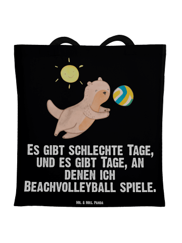 Mr. & Mrs. Panda Tragetasche Otter Beachvolleyball mit Spruch in Schwarz