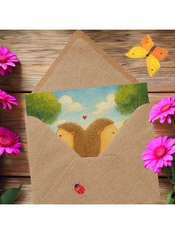 Mr. & Mrs. Panda Grußkarte Igel händchenhaltend Design ohne Spruch in Weiß